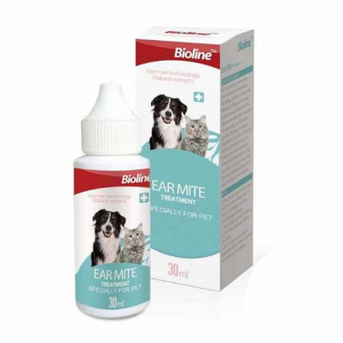 BIOLINE ACEITE PARA ÁCAROS DEL OÍDO EN PERROS Y GATOS 30 ML