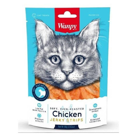 WANPY SOFT CHICKEN JERKY STRIPS FOR CAT 80 GR