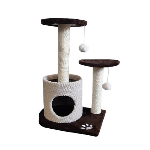 RASCADOR TORRE CON CUEVA Y PEDESTALES 43x33x70 cm