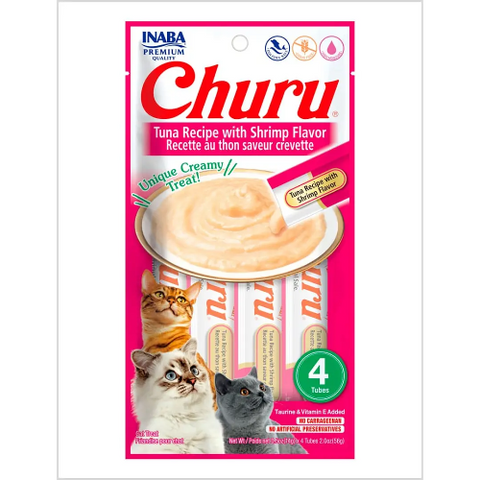 CHURU GATO SABOR ATÚN Y CAMARÓN 4 UNID 56GR