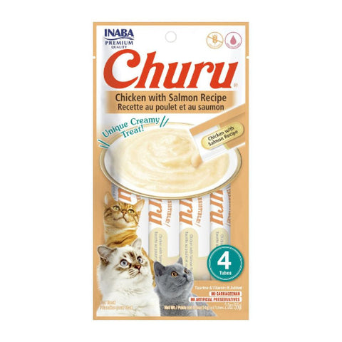 CHURU GATO SABOR POLLO Y SALMÓN 4 UNID 56GR